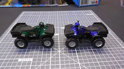 Polaris Quad 4 Four Wheeler ATV Bikes 2.5  Blue And Green Diecast Ertl Cabelas • $15.99