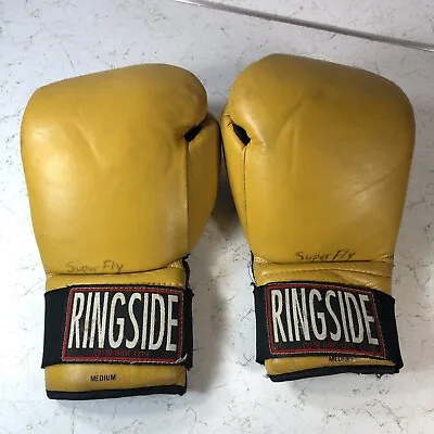 Vintage Gold Ringside Boxing Gloves Size Medium Excellent Condition Super Fly • $32.95