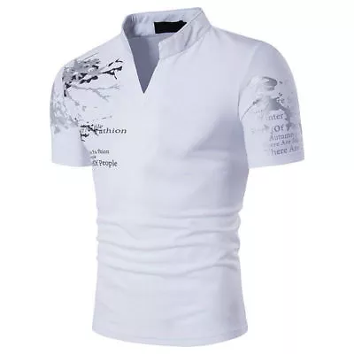 $17.90 • Buy Stylish Men's T Shirt Slim Fit V-Neck Short Sleeve Muscle Casual Tops Tee Shirts