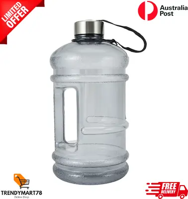 $6.24 • Buy 2L Large Water Bottle Drink Bottle Jug Sports Gym Training Workout BPA Free Grey