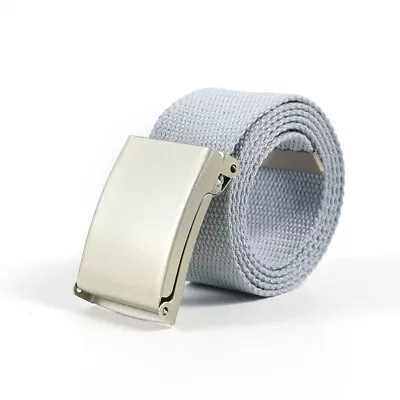 New Canvas Web Buckle Belt Silver Buckle Military Style For Men & Women USA • $7.99
