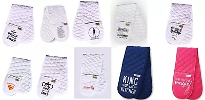 Double Oven Gloves Cotton Padded Kitchen Mitten Novelty Funny Birthday BBQ Grill • £7.59