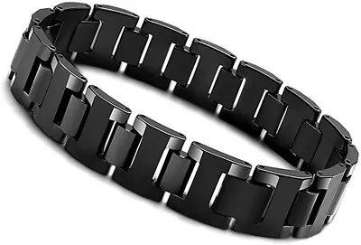 8.0  Mens Sleek Black Linkage Tungsten Bracelet + Fancy Box • $69.95