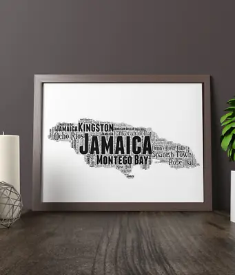 Personalised Jamaica Word Art Map - Jamaican Word Art Gift - Add Your Own Words • £24.95