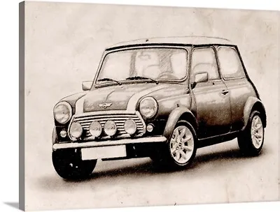 Mini Cooper Sketch Canvas Wall Art Print Car Home Decor • £321.12