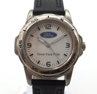 Ford Watch Women 25mm Silver Tone Think Ford First Black Band New Battery • $25.49