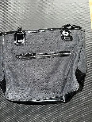 NICE COACH Poppy Grey Black Signature Canvas & Leather Shoulder Tote Bag #25051 • $30