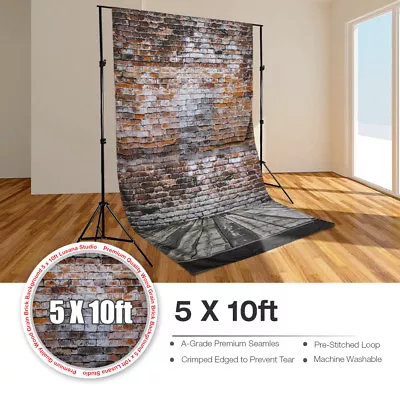 LS 5'x10' Polyester Vinyl Brick Wall/Wood Floor Photography Background Backdrop • $29.01