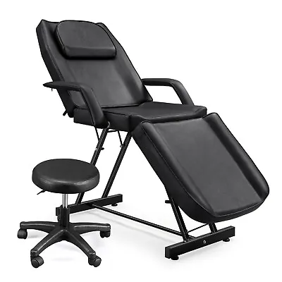 Massage Table Adjustable Beauty Bed With Stool Salon Tattoo Spa Therapy Couch • £149.99