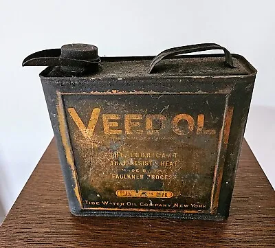 Vintage Veedol Motor Oil Can Gallon Graphic 4 Quart Tidewater Oil Company Gas! • $125