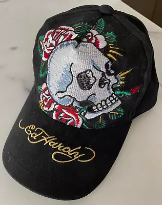 Don Ed Hardy Embroidered Skull & Roses Strapback Hat Cap • $23