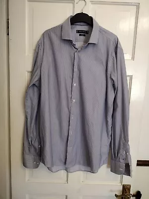 Tommy Hilfiger Shirt Blue And White Pinstripe Slim Fit Collar 17   Long Sleeve  • £10