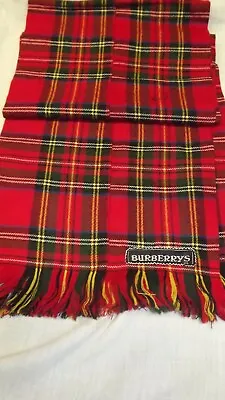 Vintage Burberrys Red Plaid Scarf Tartan Plaid  • $50