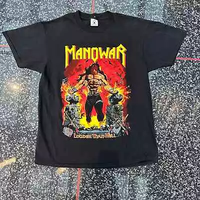 Vintage 90's Manowar Louder Than Hell Born To Rock Drink And - Black Shirt Sz L  • $108