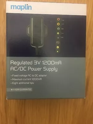 Regulated 3V 1200mA AC/DC Power Supply Maplin Is Made For EU Standards • £10.99