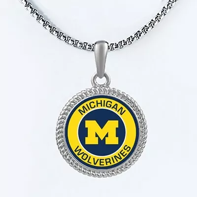 Michigan Wolverines Mens Womens 20  Lnk Chain Pendant Necklace W Gift Pkg D22 • $20.95