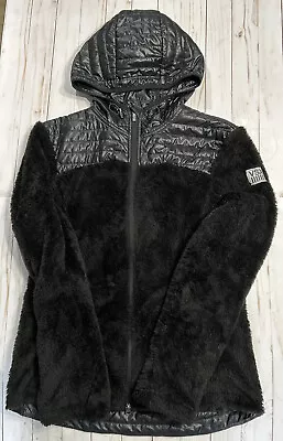 Victoria's Secret VSX Sport Hooded Sherpa Quilted Jacket Black Size M EUC • $34