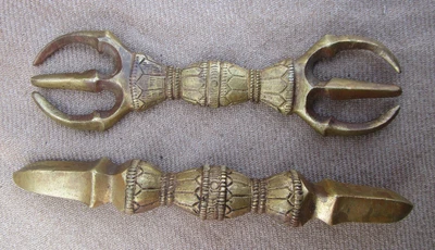 $120 • Buy 2 Pic Antique Old Handmade Tantrik Tibetan Bronze Dorji Or Vajra. Nepal