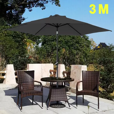 3M Large Round Garden Parasol Umbrella Outdoor Patio Sun Shade Canopy Crank Tilt • £52.95