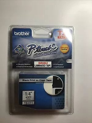 Brother P-Touch Label Cartridge TZ-111 1/4  Width Black Print On Clear TZ Tape  • $11