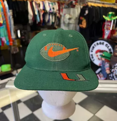 Vintage 1990's Miami Hurricanes Nike Team Swoosh SnapBack Cap Hat RARE • $90