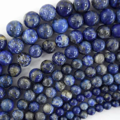 Natural Blue Lapis Lazuli Round Beads 15  Strand 3mm 4mm 6mm 8mm 10mm 12mm • $6.99