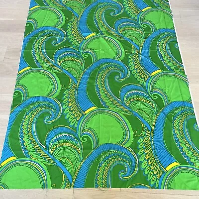 Amazing Vtg GVH Hawaiiprint Hawaiian Crepe Fabric Swirl Wave 4 YDS 45  Wide • $125