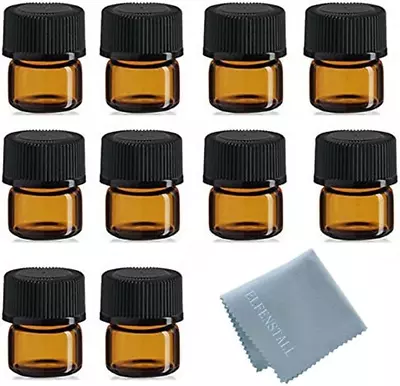 - 100Pcs 1Ml (1/4 Dram) Amber Mini Glass Bottle 1Cc Amber Sample Vial Small Esse • $31.64