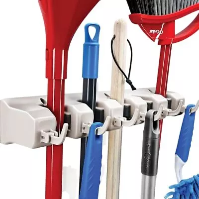 Home It Mop And Broom Holder Garage Storage Systems With 5 Slots 6 Hooks 7.5lbs  • $14.67