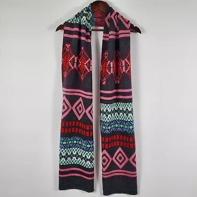 J Crew Multicolor Scarf Wool Cashmere Blend 11.5x82  Long Winter Ski SUPER SOFT • $15.99