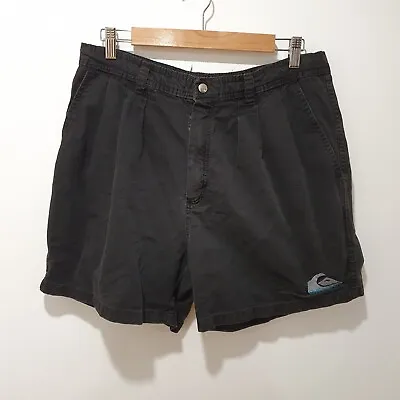 Vintage Quiksilver Shorts Mens Size 33 Black Surfwear Skater Made In USA • $59.95