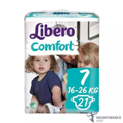 1x Libero Comfort 7 (16-26kg) - Pack Of 21 - Childrens Nappies • £9.36