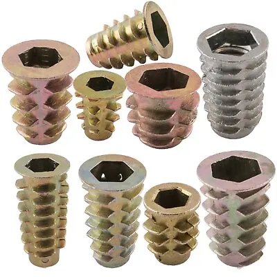 Hex Drive Insert Fixing Type D Wood Screw Inserts Nuts M4 M5 M6 M8 M10 Threaded • £2.69