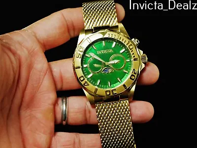 Invicta Men 44mm Sea Wizard Day-Night Green MOP Dial Shark Mesh Bracelet Watch • $59.99