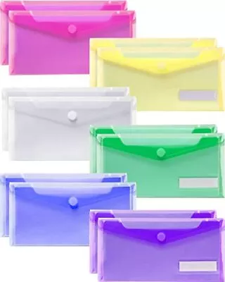 Sooez Small Plastic Envelopes 12 Pack Plastic Pouch With Label Pocket Plastic... • $14.79