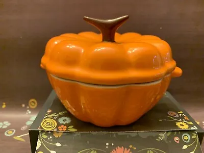 $24.99 • Buy Technique #KF144 Ceramic Orange Pumpkin Dish With Lid EUC