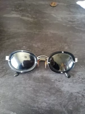 Vintage Moschino Black Mirror Sunglasses Heart Studs • $99