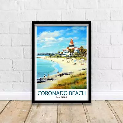 Coronado Beach California Travel Poster Sandy Shores Art Pacific Ocean View Prin • £69