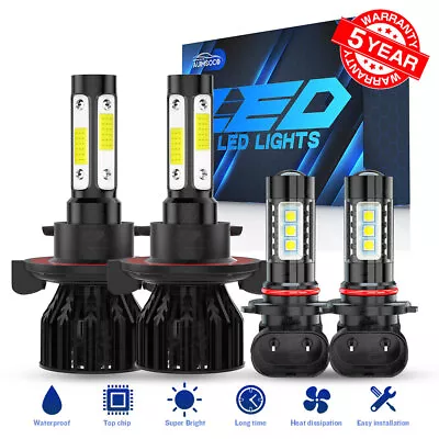 Ford F-350 Super Duty 2005-2021 6000K LED Headlight Hi&Lo + Fog Light 4 Bulbs • $49.99