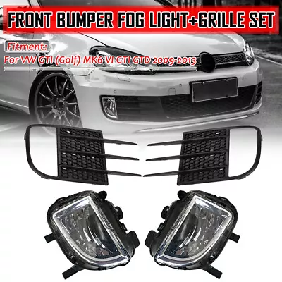 For VW Golf MK6 VI GTI GTD 2009-13 Front Bumper Fog Lights+Grill Cover Bezel Kit • $91.19