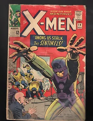 $16.50 • Buy The X-Men 14  Marvel Cover Creased 1st Sentinels 1965 Loose CF Rusty Staple