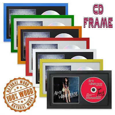 CD Frame COVER & DISC Double WOOD Black White Colours Album Picture FRAMES • £10.99