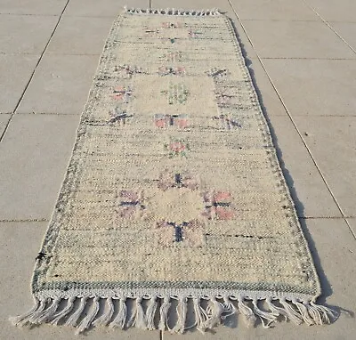 Authentic Hand Knotted Vintage Flat Weave Kilim Kilim Wool Area Rug 3.6 X 1.4 Ft • $29.99