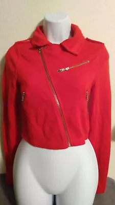 Divided By H & M Women's Coat Top Blouse Red Zippered Petite Small • $10.46