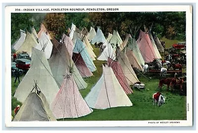 1940 Indian Village Pendleton Roundup Scene Pendleton Oregon OR Posted Postcard • $19.95