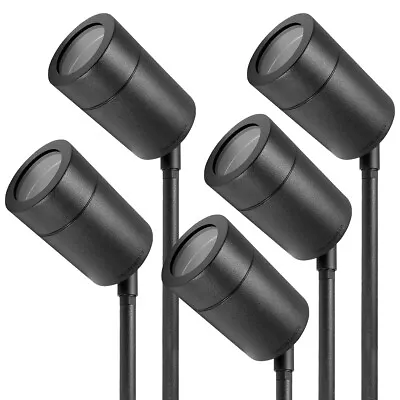 5 Pack Matt Black Stainless Steel Outdoor Garden Spike Light Adjustable ZLC020B • £86.99