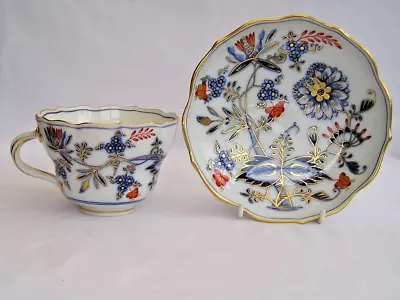 Superb Large Antique Meissen Porcelain Cup & Saucer Rich Blue Onion • $119.98
