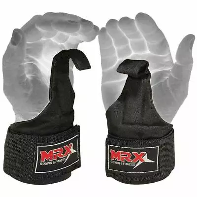 Weight Lifting Metal Hooks Gym Training Deadlift Wrist Support Grips Straps Wrap • $15.99