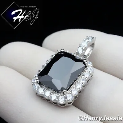 Men Women Real 925 Sterling Silver Icy Bling Black Onyx Charm Pendant*sp156 • $35.99