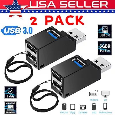 2 Pcs 3 Port USB 3.0 Hub Portable High Speed Splitter Box For PC Notebook Laptop • $6.49